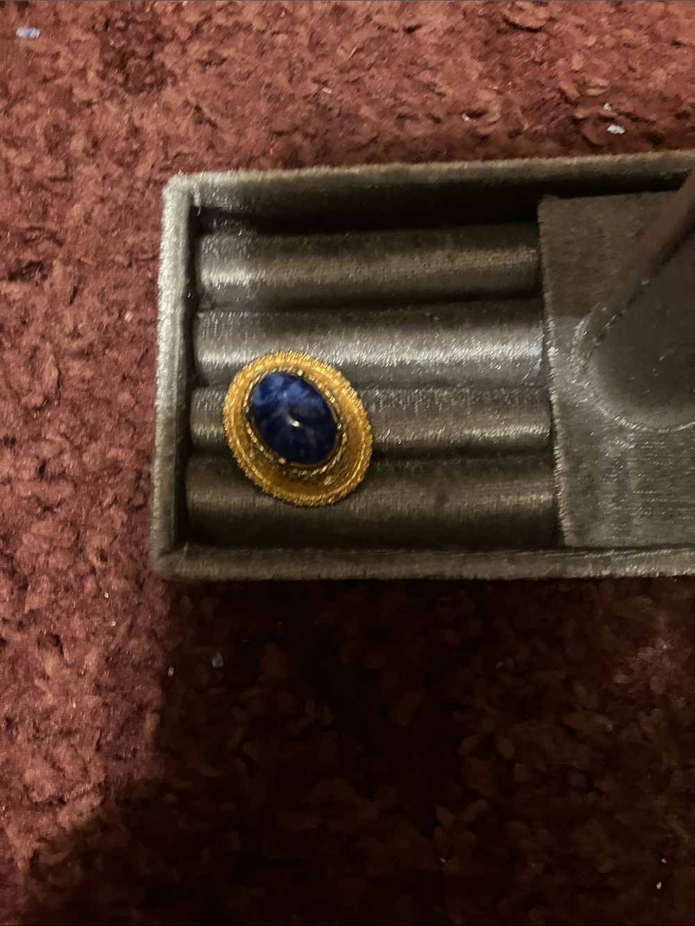 Gold-Tone Blue Stone Oval Ring - Women Jewelry